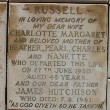 RUSSELL James Hutchison -1961 &amp; Charlotte Margaret -1950