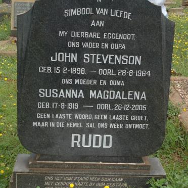 RUDD John Stevenson 1898-1964 &amp; Susanna Magdalena 1919-2005