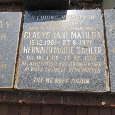 SADLER Bernard Marie 1900-1987 &amp; Gladys Jane Matilda 1901-1976