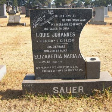 SAUER Louis Johannes 1931-2000 &amp; Elizabetha Maria A. 1938-