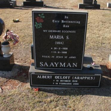 SAAYMAN Albert Oeloff 1928-2004 &amp; Maria S. 1938-1998