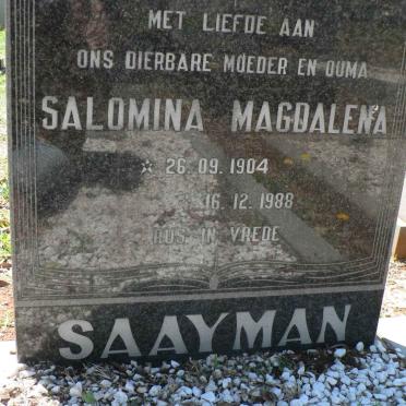 SAAYMAN Salomina Magdalena 1904-1988