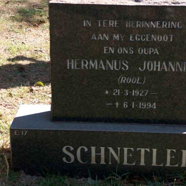 SCHNETLER Hermanus Johannes 1927-1994