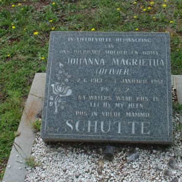 SCHUTTE Johanna Magrietha nee OLIVIER 1913-1961