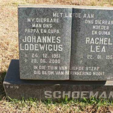 SCHOEMAN Johannes Lodewicus 1951-2000 &amp; Rachel Lea 1955-