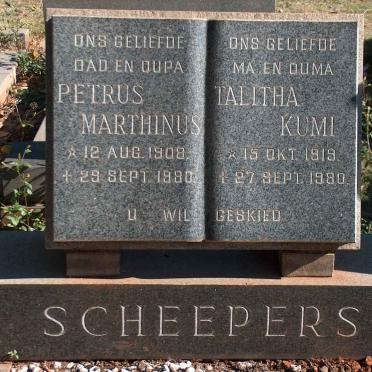 SCHEEPERS Petrus Marthinus 1908-1980 &amp; Talitha Kumi 1919-1980