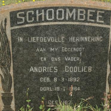 SCHOOMBEE Andries Godlieb 1892-1964