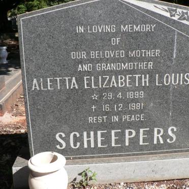 SCHEEPERS Aletta Elizabeth Louisa 1899-1981
