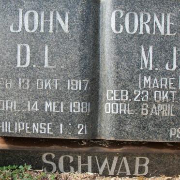 SCHWAB John D.L. 1917-1981 &amp; Cornelia M.J. MARÉ 1920-1985