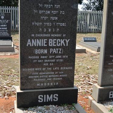 SIMS Annie Becky nee PATZ -1978