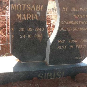 SIBISI Motsabi Maria 1943-2012