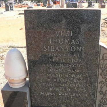 SIBANYONI Vusi Thomas 1951-1979