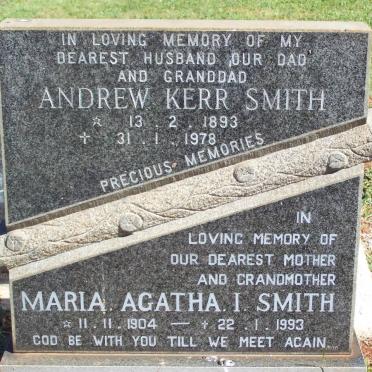 SMITH Andrew Kerr 1893-1978 &amp; Maria Agatha I. 1904-1993