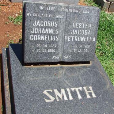 SMITH Jacobus Johannes Cornelius 1927-1990 &amp; Hester Jacoba Petronella 1928-1994