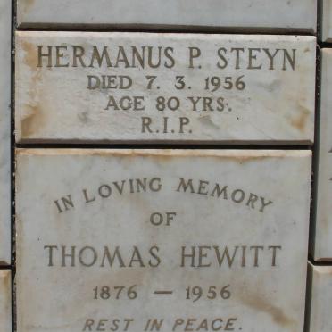 STEYN Hermanus P. -1956 :: HEWITT Thomas 1876-1956