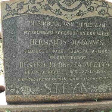 STEYN Hermanus Johannes 1896-1950 &amp; Hester Cornelia Aletta 1893-1967