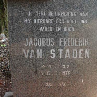 STADEN Jacobus Frederik, van 1912-1976