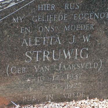 STRUWIG Aletta J.W. nee VAN JAARSVELD 1937-1975