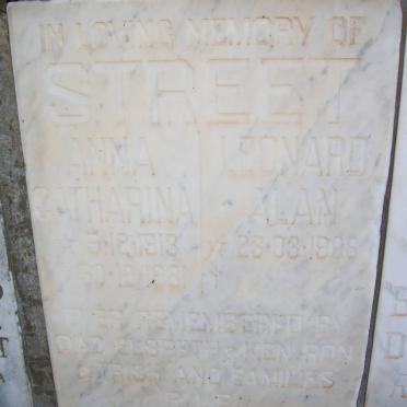 STREET Leonard Alan 1908- &amp; Anna Catharina 1913-1981