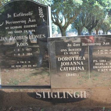STIGLINGH Jan Jacobus Lewies 1927-1994 &amp; Dorothea Johanna Cathrina 1925-2000