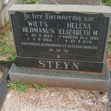 STEYN Wiets Hermanus 1894-1966 &amp; Helena Elizabeth M. KRUGER 1899-1976
