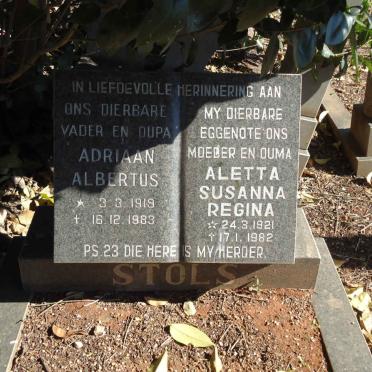 STOLS Adriaan Albertus 1919-1983 &amp; Aletta Susanna Regina 1921-1982