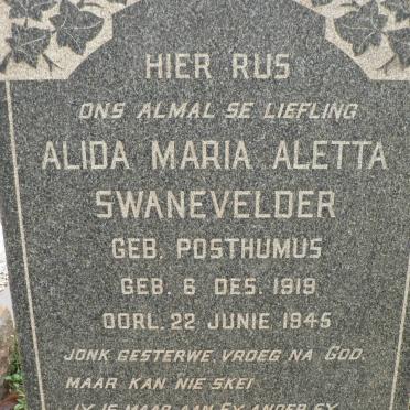 SWANEVELDER Alida Maria Aletta nee POSTHUMUS 1919-1945