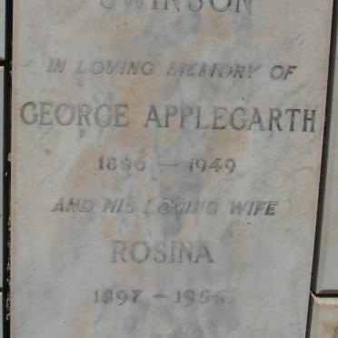 SWINSON George Applegarth 1886-1949 &amp; Rosina 1897-1956