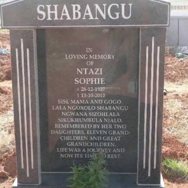 SHABANGU Ntazi  Sophie 1927-2012