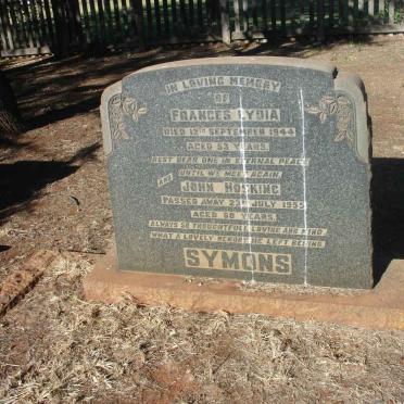 SYMONS John Hosking -1955 &amp; Frances Lydia -1944