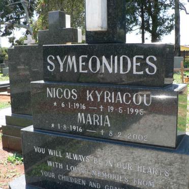 SYMEONIDES Nicos Kyriacou 1916-1995 &amp; Maria 1916-2002