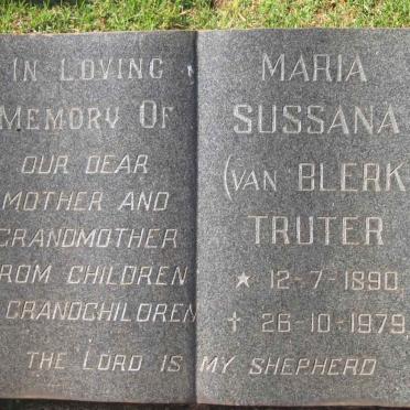 TRUTER Maria Sussana nee VAN BLERK 1890-1979
