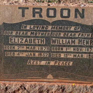 TROON William Henry 1872-1961 &amp; Elizabeth 1878-1957