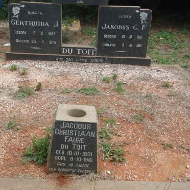 TOIT Jakobus C.F., du 1891-1981 &amp; Gertruida J. 1894-1976 :: DU TOIT Jacobus Christiaan Faure 1891-1961