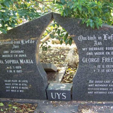 UYS George Frederik 1928-1977 &amp; Anna Sophia Maria 1929-1997