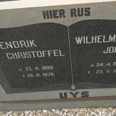 UYS Hendrik Christoffe 1899-1976l &amp; Wilhelmina Johanna 1904-1977