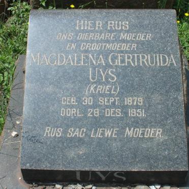 UYS Magdalena Gertruida nee KRIEL 1879-1951