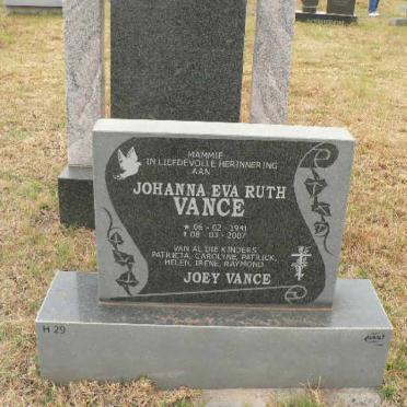 VANCE Johanna Eva Ruth 1941-2007