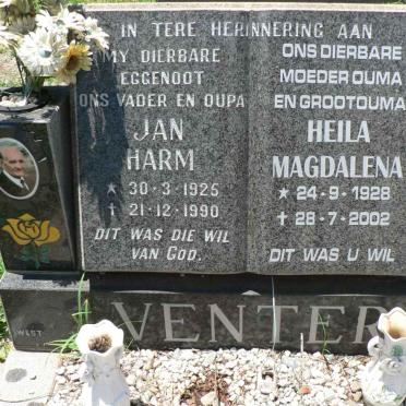 VENTER Jan Harm 1925-1990 &amp; Heila Magdalena 1928-2002