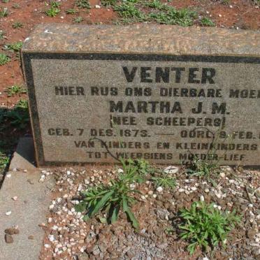 VENTER Martha J.M. nee SCHEEPERS 1873-1962