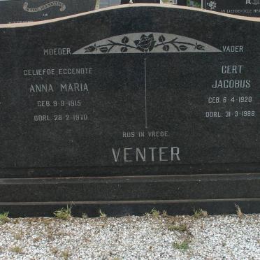 VENTER Gert Jacobus 1920-1988 &amp; Anna Maria 1915-1970 