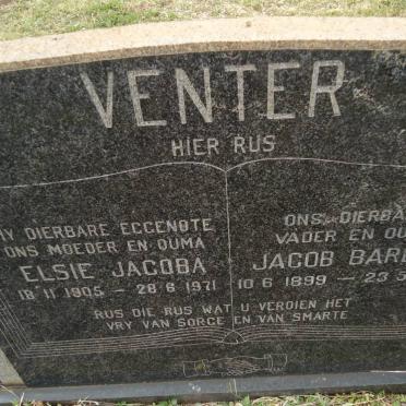 VENTER Jacob Barend 1899-1979 &amp; Elsie Jacoba 1905-1971