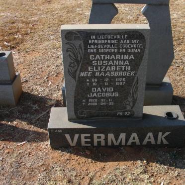 VERMAAK David Jacobus 1928-2008 &amp; Catharina Susanna Elizabeth HAASBROEK 1926-1997
