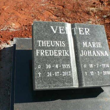 VENTER Theunis Frederik 1935-2012 &amp; Marie Johanna 1936-2010