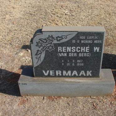 VERMAAK Rensché W. nee VAN DER BERG 1917-1998