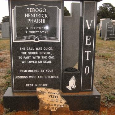 VETO Tebogo Henddrick Phaishi 1971-2007