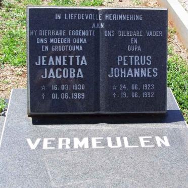VERMEULEN Petrus Johannes 1923-1992 &amp; Jeanetta Jacoba 1930-1989