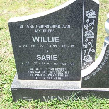 VENTER Willie 1929-1917 [29-93] &amp; Sarie 1930-1997 [30-97]