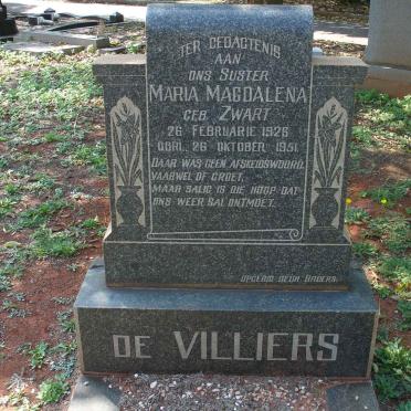 VILLIERS Maria Magdalena, de nee ZWART 1926-1951