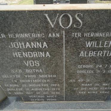 VOS Willem Albertus 1910-1987 &amp; Johanna Hendrina BOTHA 1923-1979